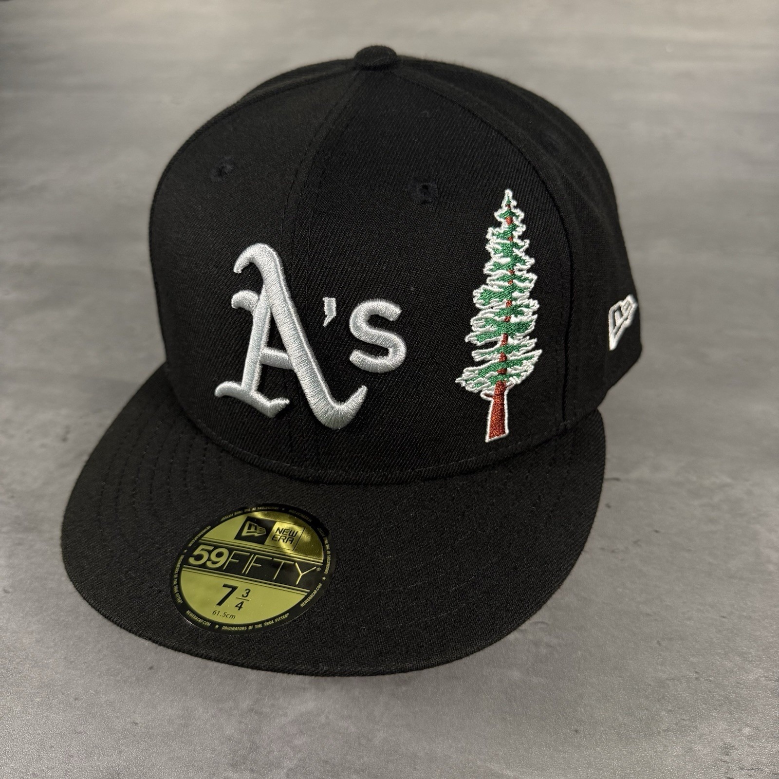 Oakland A's Athletics Hat New Era Cap 7 3/4 Black Local Icon Rare Cocktail Tree